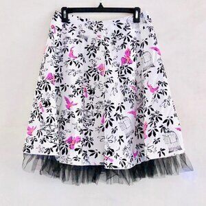 Notations Skirt M Petite Birdcage Print A-Line Tulle